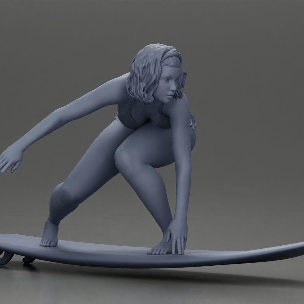 Diorama model building product photo 7: Diorama miniature: Surfer girl kneeling in bikini on surfboard, single (Ref No. A119)