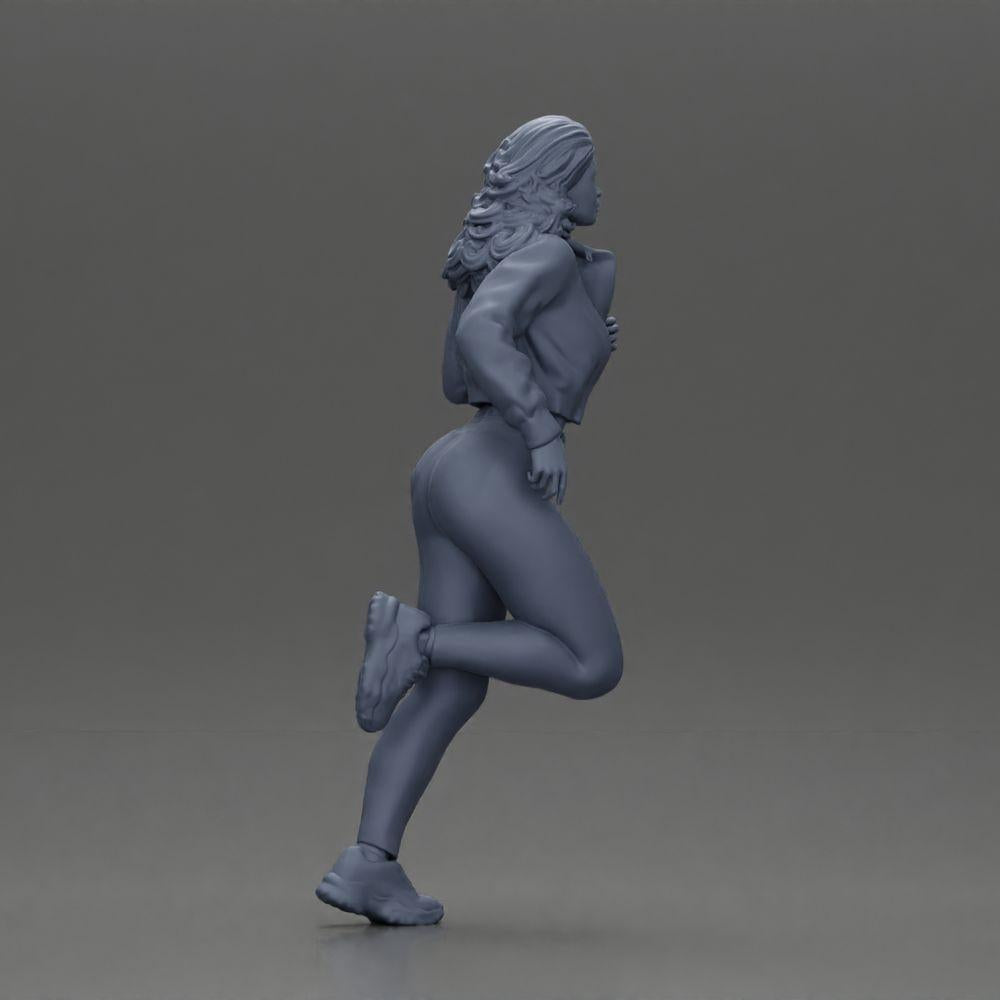 Diorama model building product photo 7: Diorama miniature figure: Running girl with long hair in jacket (Ref No. A96)