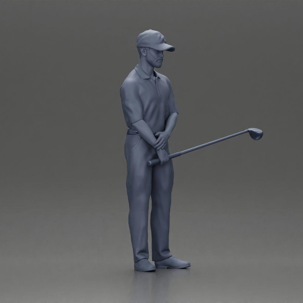 Diorama Model Building Product Photo 7: Diorama Figure: Miniature Golfer Standing with Cap, Glove, and Golf Club - Diorama Figure (Ref No. A143)