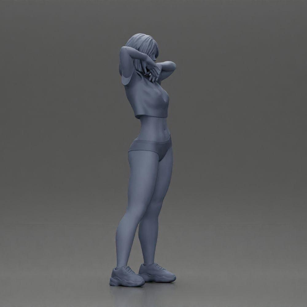 Diorama model building product photo 7: Diorama miniature: Female figure in bikini, short shirt & headband, posing (Ref No. A97)