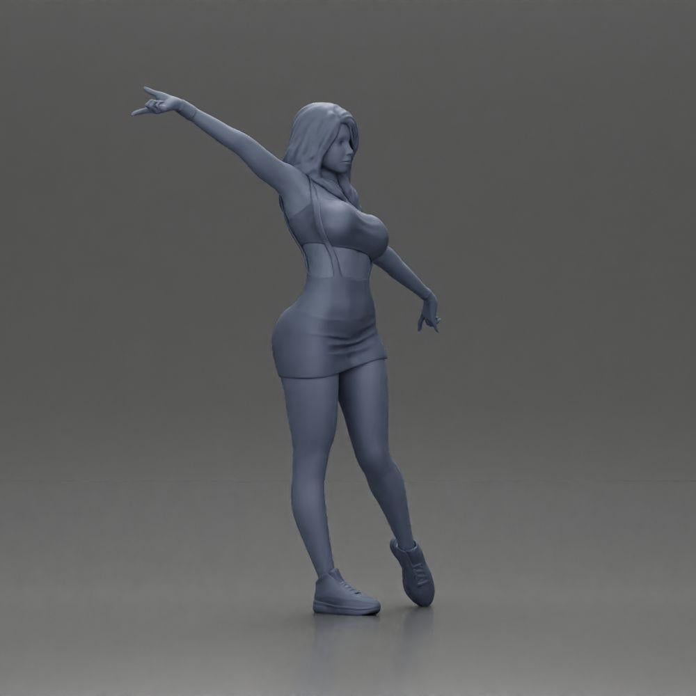 Diorama model building product photo 7: Diorama figure: dynamic woman in red sports outfit, standing pose, sneakers (Ref No. A124)