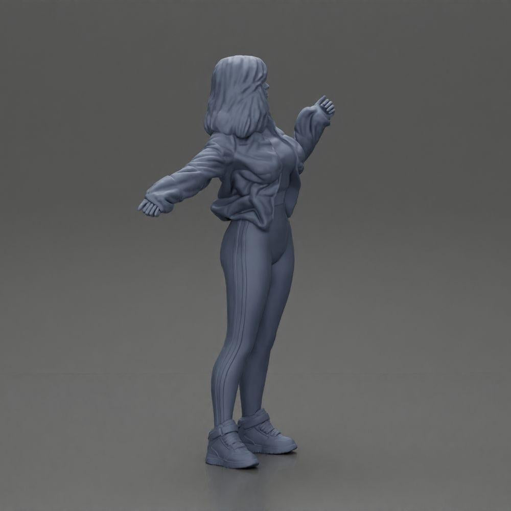 Diorama model building product photo 7: Diorama miniature: Woman in open jacket, crop top, and tight pants (Ref No. A114)