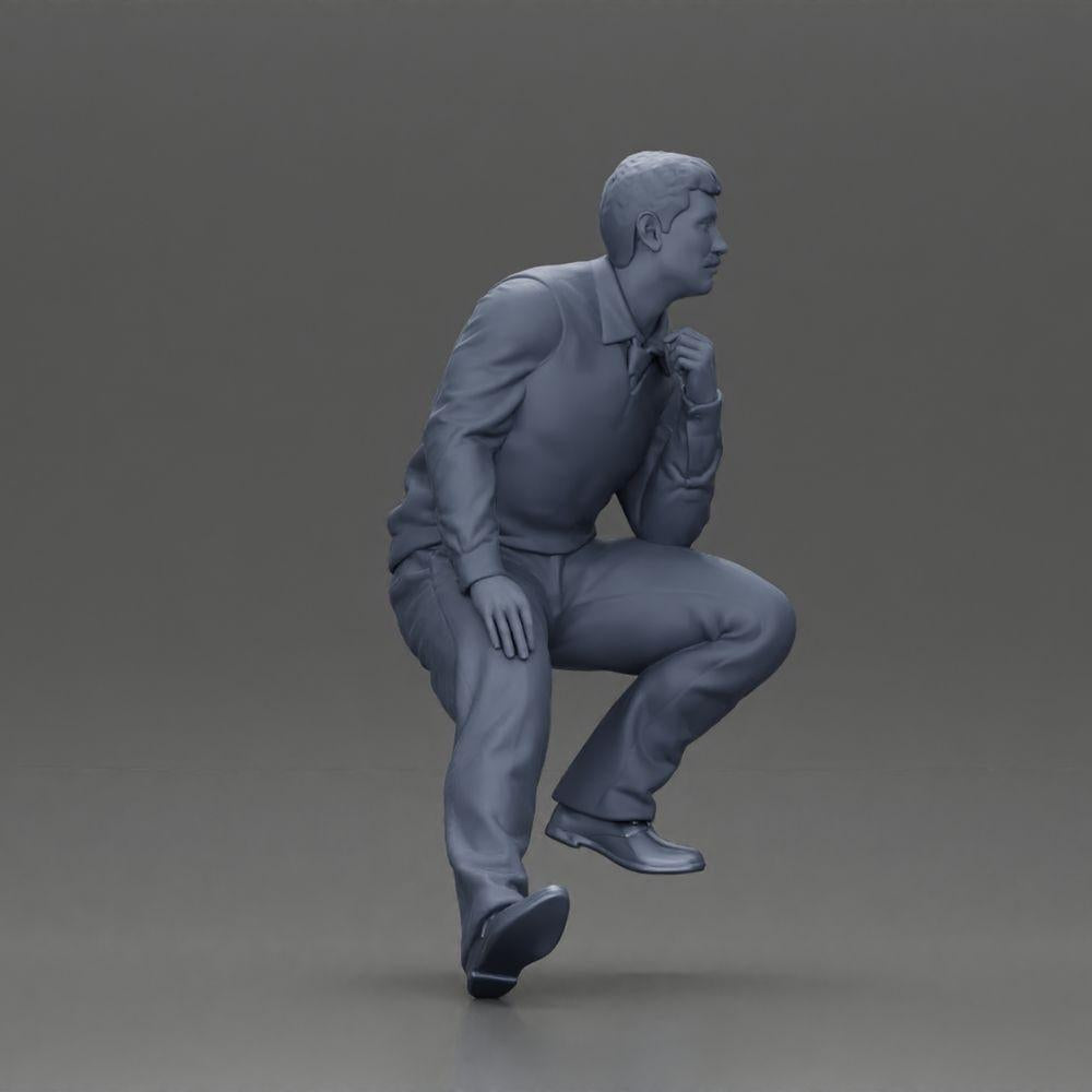 Diorama model building product photo 7: Diorama sitting figure: Turkish man with tie and vest, half kneeling (Ref No. A72)