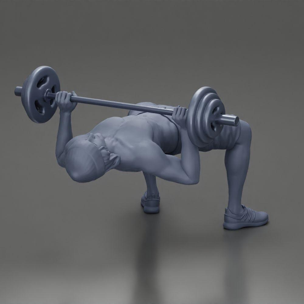 Diorama model building product photo 6: Diorama figure: Male miniature bench pressing with hip bridge, dumbbell, hat, and shorts (Ref No. A111)