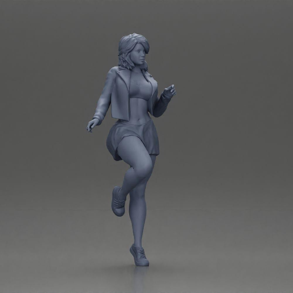 Diorama model building product photo 7: Miniature: Confident woman in short jacket and miniskirt, dynamic pose (Ref No. A139)