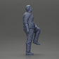Diorama model building product photo 7: miniature figure: stout Asian man, looking up, in shirt, foot on step (Ref No. A101)