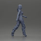 Diorama model building product photo 7: Diorama figure: Miniature figure woman in walking pose, green-red, crop top, wide pants, pumps (Ref No. A141)