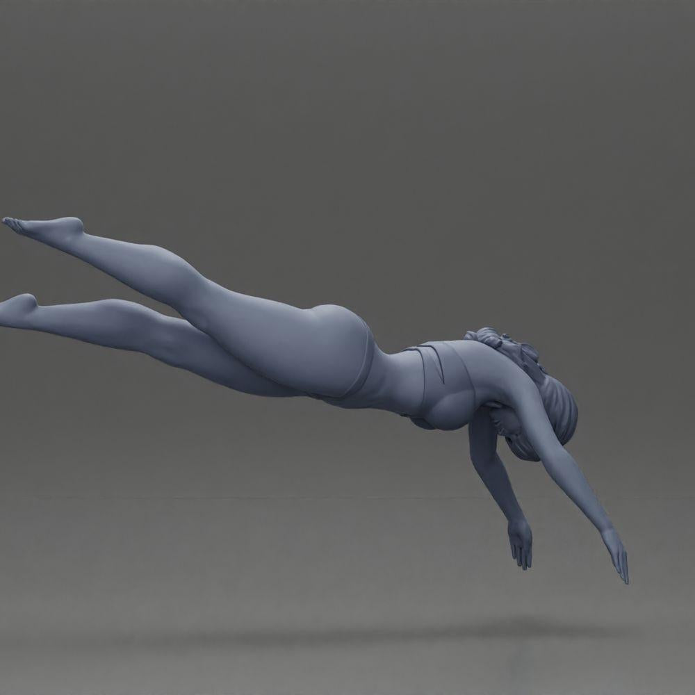 Diorama model building product photo 7: Diorama miniature: Woman in red bikini, elegant diving/jumping pose (Ref No. A137)