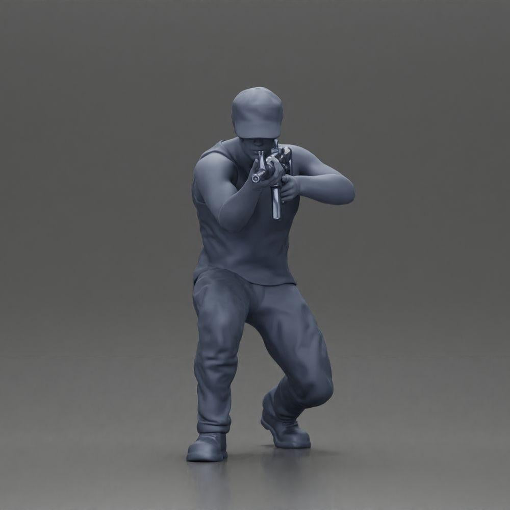 Diorama model building product photo 7: Diorama figure: Kneeling miniature figure with rifle - defensive tactic pose for diorama (Ref No. A140)