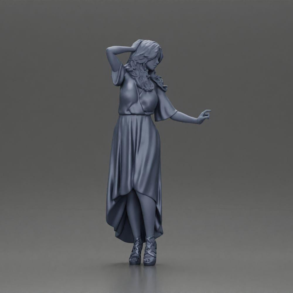 Diorama model building product photo 7: miniature figure: woman in a long wedding dress with high heels, posing elegantly (Ref No. A109)