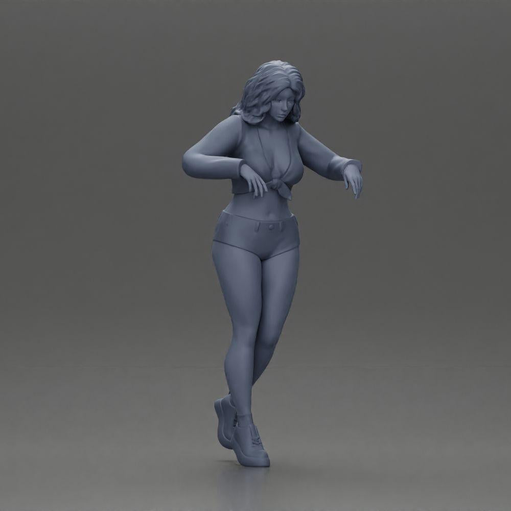 Diorama model building product photo 7: Female diorama figure in mini skirt and shorts, standing at the edge of the stairs (Ref No. A73)