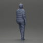Diorama model building product photo 8: miniature figure: stout Asian man, looking up, in shirt, foot on step (Ref No. A101)
