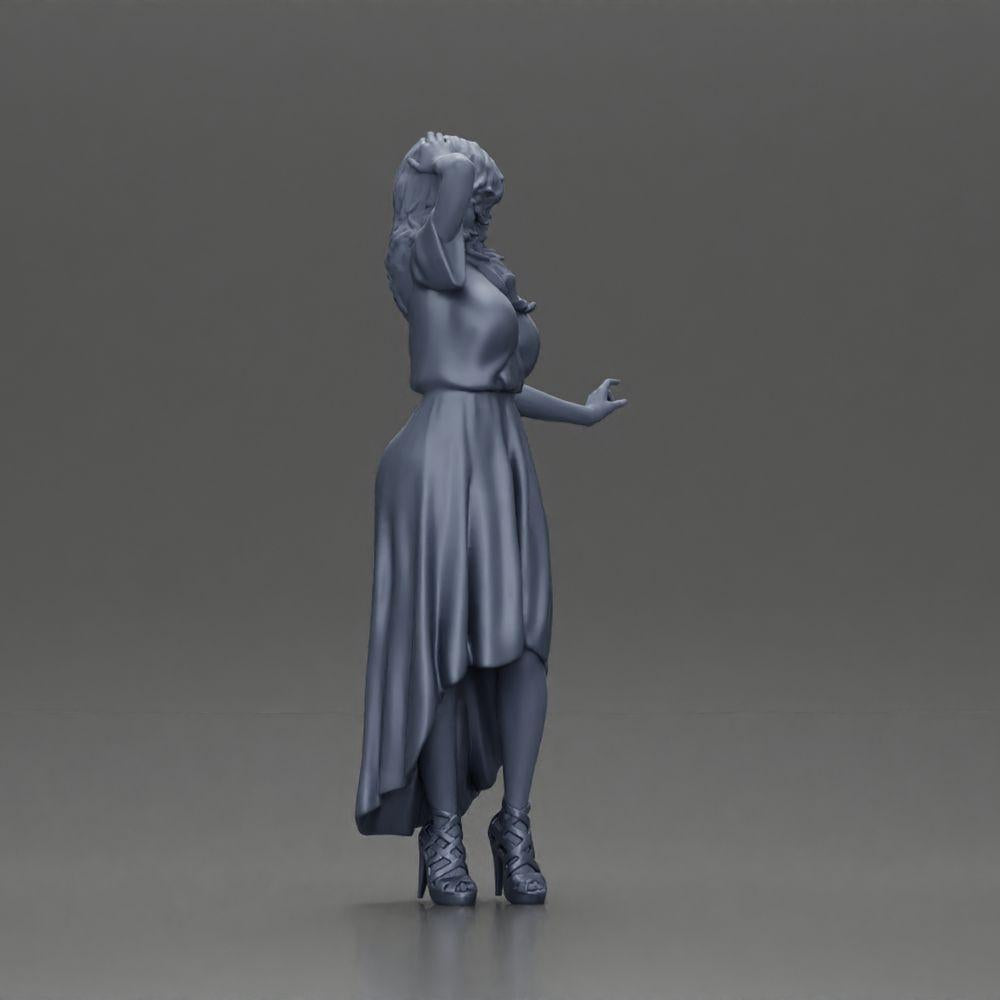 Diorama model building product photo 8: miniature figure: woman in a long wedding dress with high heels, posing elegantly (Ref No. A109)