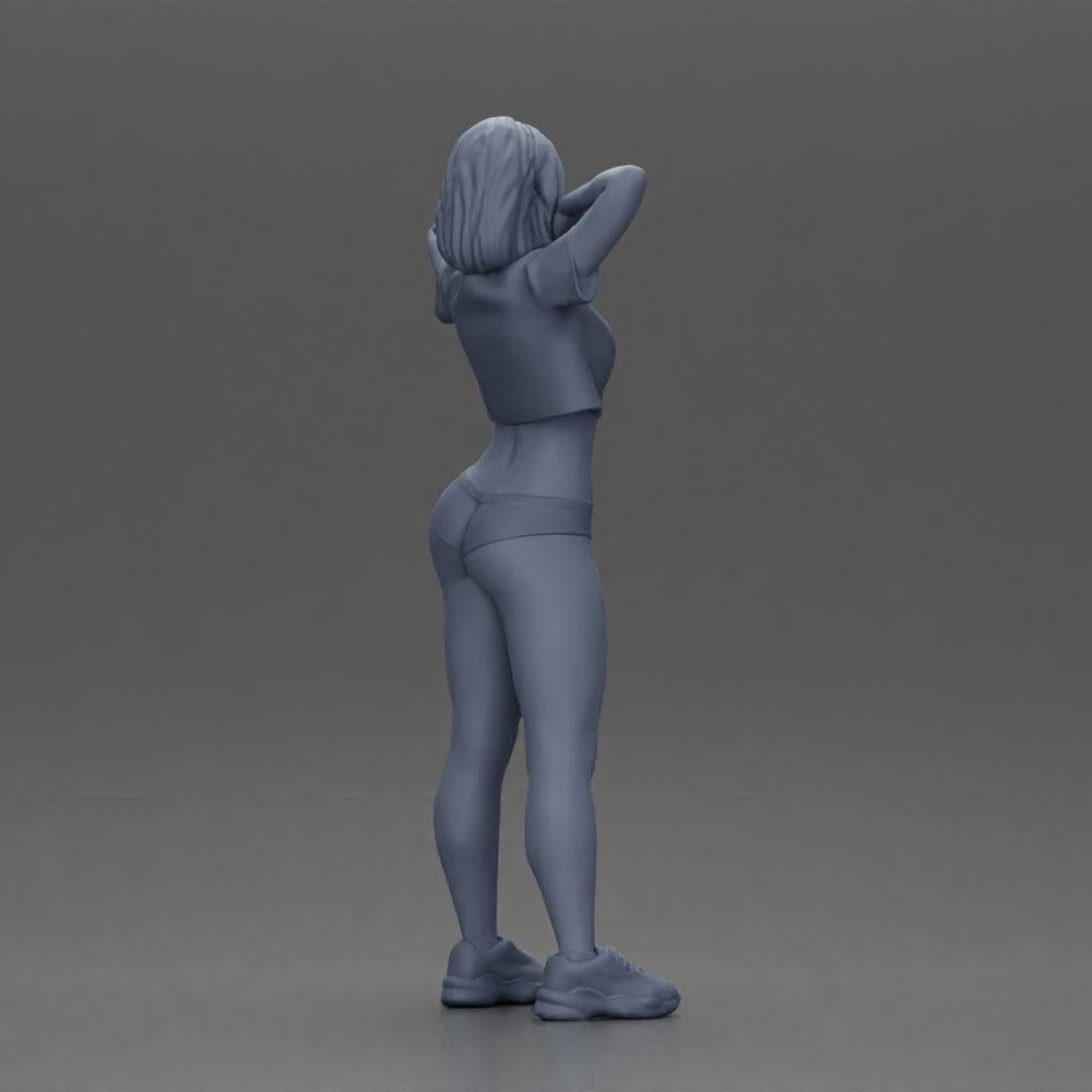 Diorama model building product photo 8: Diorama miniature: Female figure in bikini, short shirt & headband, posing (Ref No. A97)