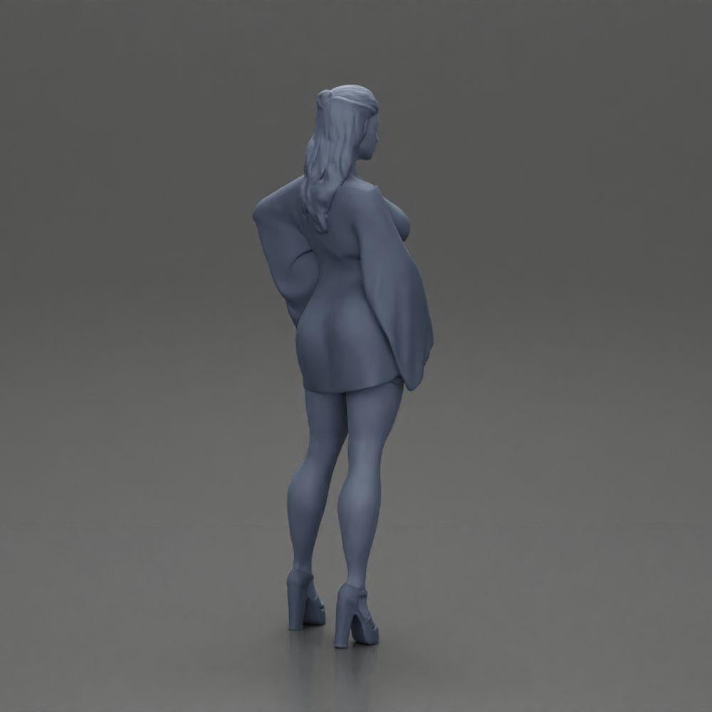 Diorama model building product photo 8: Diorama miniature: Posing woman in kimono dress with platform shoes (Ref No. A86)