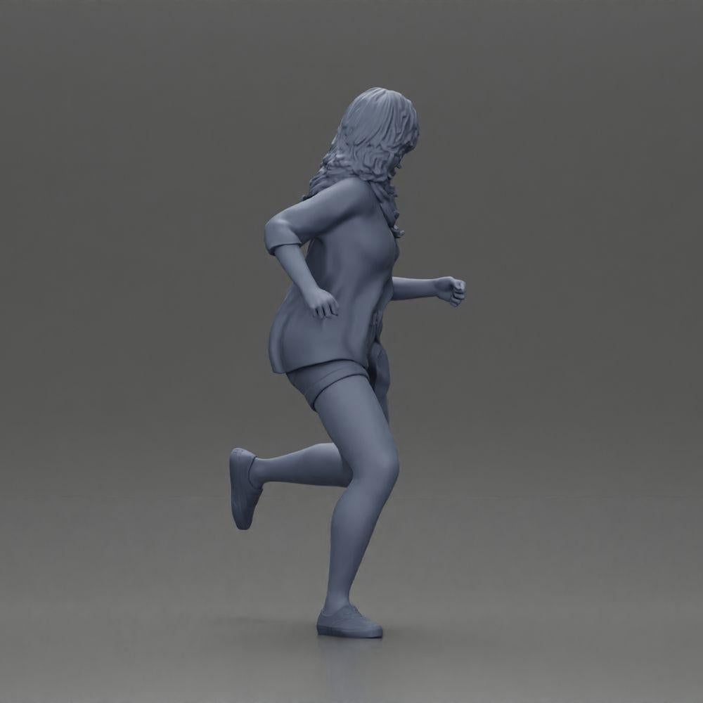 Diorama model building product photo 8: Diorama figure: Running young woman with open shirt & shorts, determined (Ref No. A102)