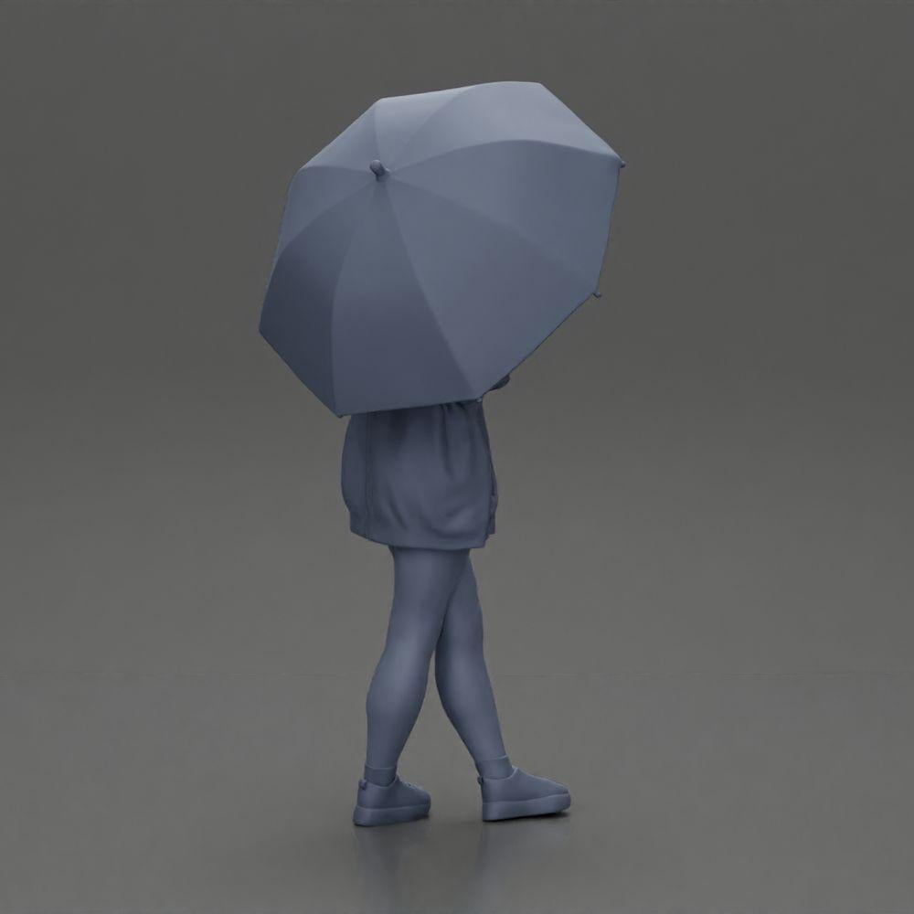 Diorama model building product photo 8: Female diorama figure in open cardigan and shorts with umbrella (Ref No. A92)