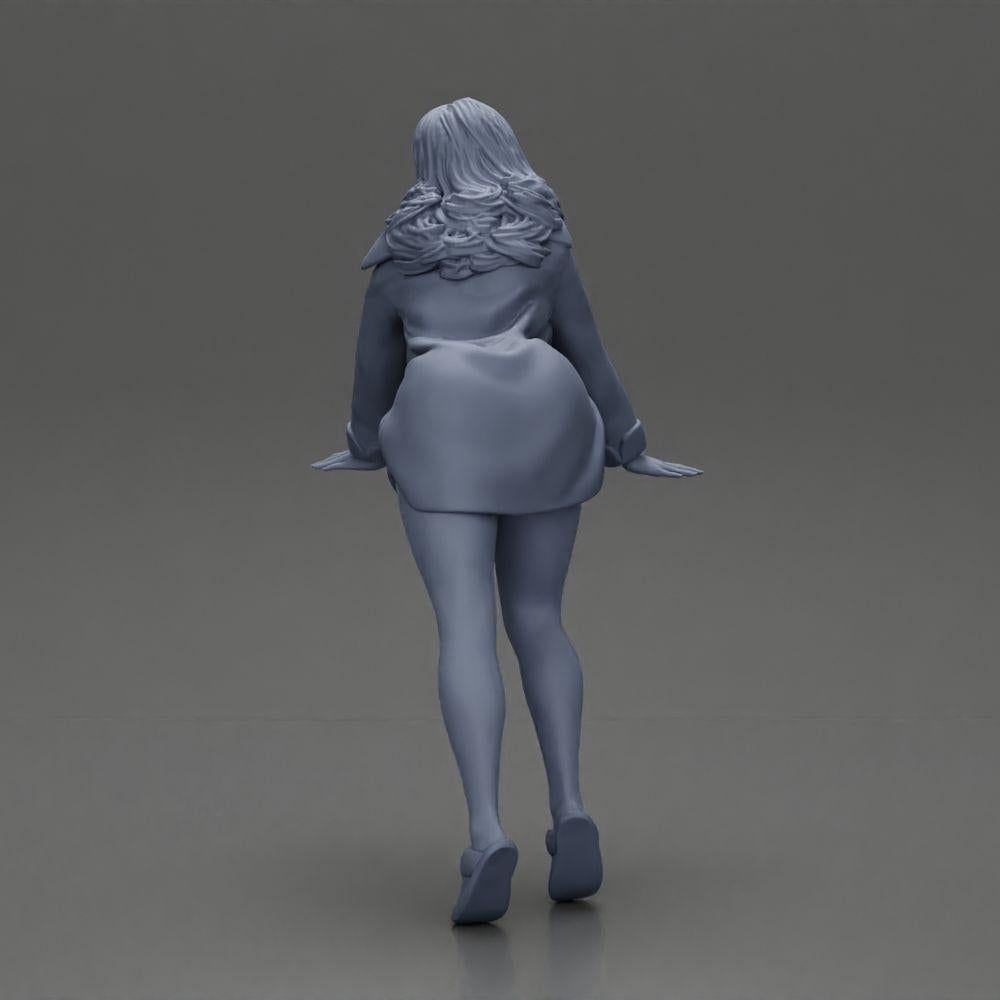 Diorama model building product photo 8: Diorama miniature: Woman in long shirt, dynamic forward pose on tiptoes (Ref No. A121)