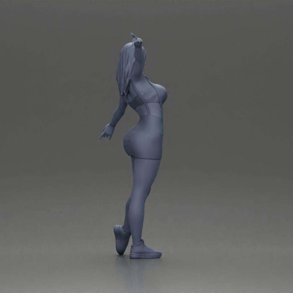 Diorama model building product photo 8: Diorama figure: dynamic woman in red sports outfit, standing pose, sneakers (Ref No. A124)