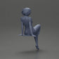 Diorama model building product photo 8: Diorama miniature figure: Sitting woman in a dress, barefoot, short hair in the wind (Ref No. A95)