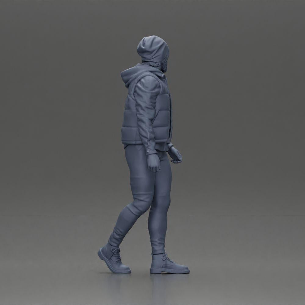 Diorama model building product photo 8: Diorama figure: Bearded man in winter clothing, walking - Diorama miniature (Ref No. A129)