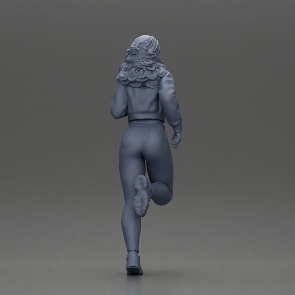 Diorama model building product photo 8: Diorama miniature figure: Running girl with long hair in jacket (Ref No. A96)