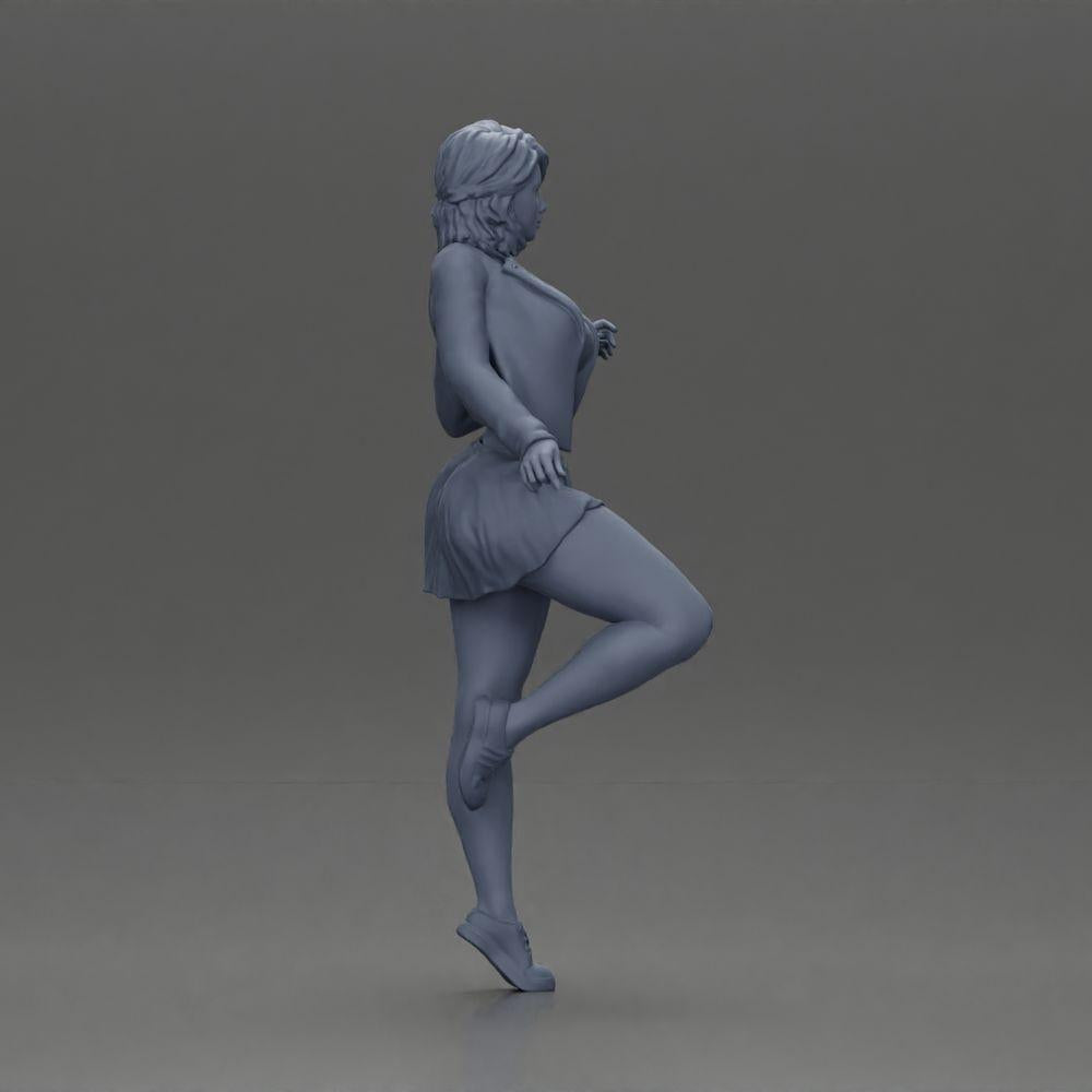 Diorama model building product photo 8: Miniature: Confident woman in short jacket and mini skirt, dynamic pose (Ref No. A139)