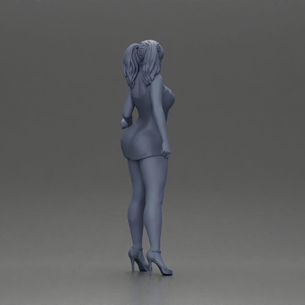 Diorama model building product photo 8: Diorama figure: Female miniature figure standing in a short dress with braids and sandals (Ref No. A123)