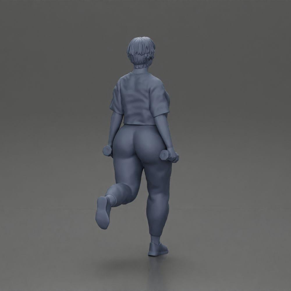 Diorama model building product photo 8: diorama figure: strong woman in fitness outfit, one-legged exercise with dumbbells (Ref No. A105)