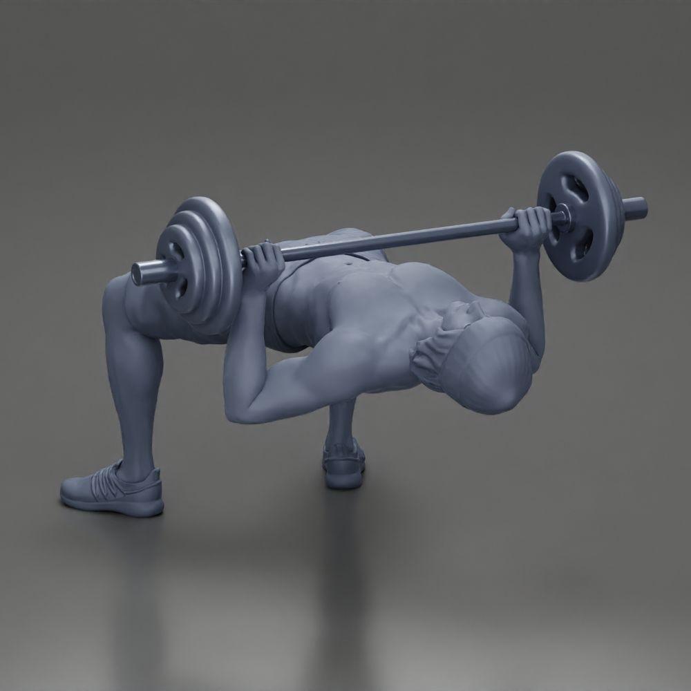 Diorama model building product photo 7: Diorama figure: Male miniature bench pressing with hip bridge, dumbbell, hat, and shorts (Ref No. A111)