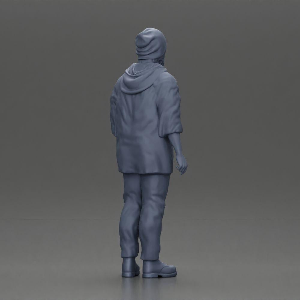 Diorama model building product photo 8: Standing figure: Man with cap & hoodie (Ref No. A100)