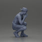 Diorama model building product photo 8: Diorama miniature: Thoughtful man squatting with cap, shorts, and sneakers (Ref No. A77)