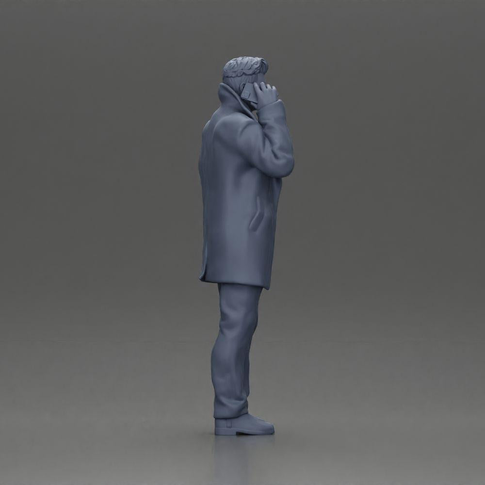 Diorama model building product photo 8: Diorama figure - Turkish man in coat with turtleneck sweater, talking on the phone (Ref No. A78)