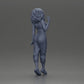 Diorama model building product photo 8: miniature figure: standing woman with curly hair in green outfit, posing (Ref No. A130)