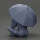 Diorama model building product photo 9: Diorama miniature: Sitting woman in jacket and shorts with open umbrella (Ref No. A85)