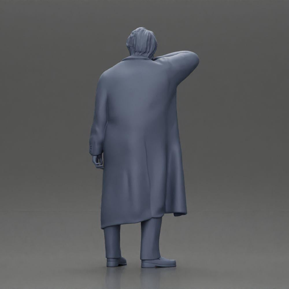 Diorama model building product photo 9: Diorama miniature: standing man with pointed beard, open coat, hand on chin (Ref No. A98)