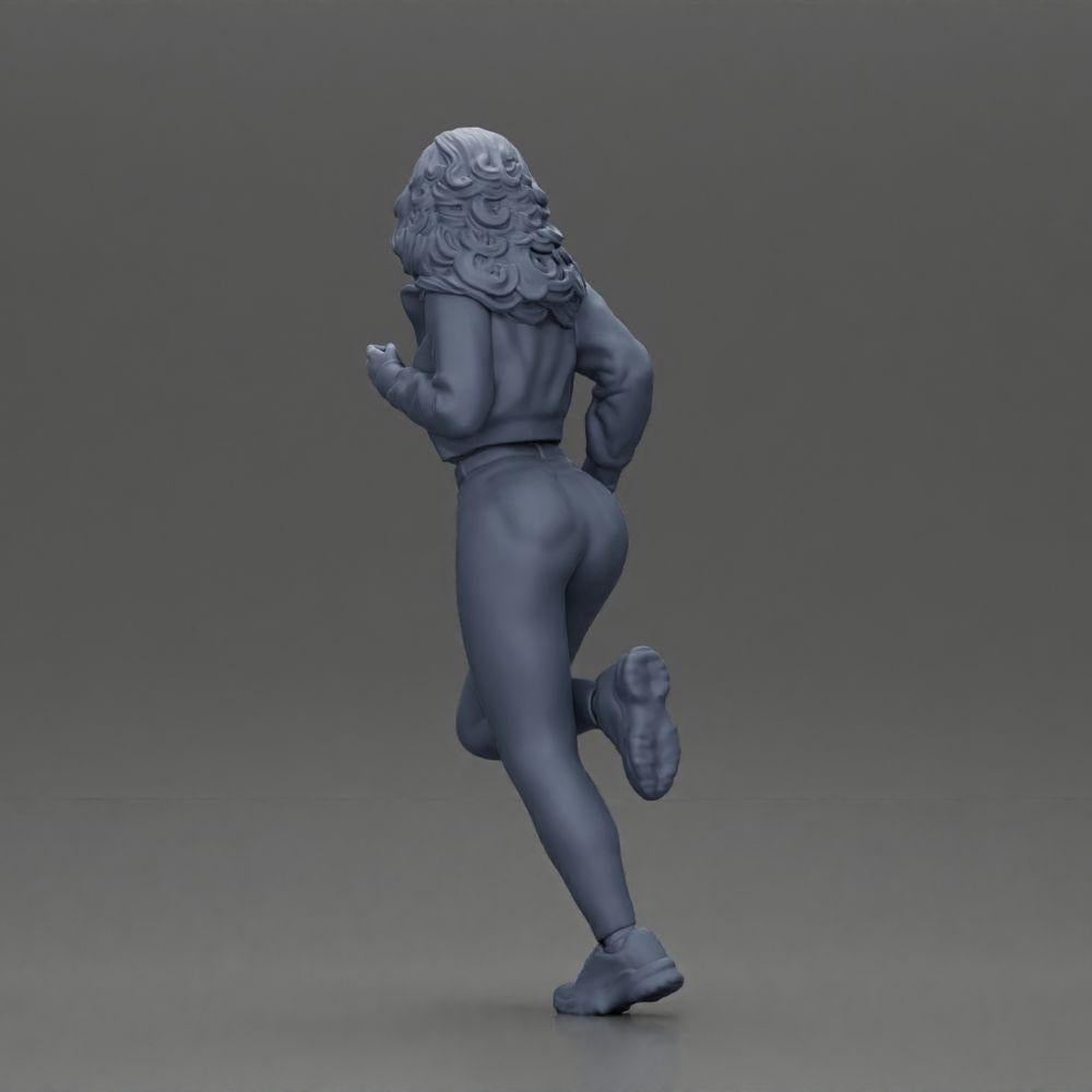 Diorama model building product photo 9: Diorama miniature figure: Running girl with long hair in jacket (Ref No. A96)