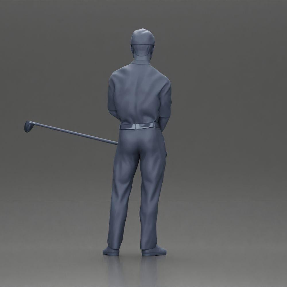 Diorama model building product photo 9: Diorama figure: standing miniature golfer with cap, glove, and golf club - diorama figure (Ref No. A143)