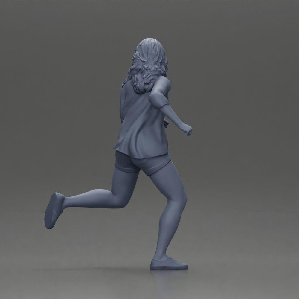 Diorama model building product photo 9: Diorama figure: Running young woman with open shirt & shorts, determined (Ref No. A102)