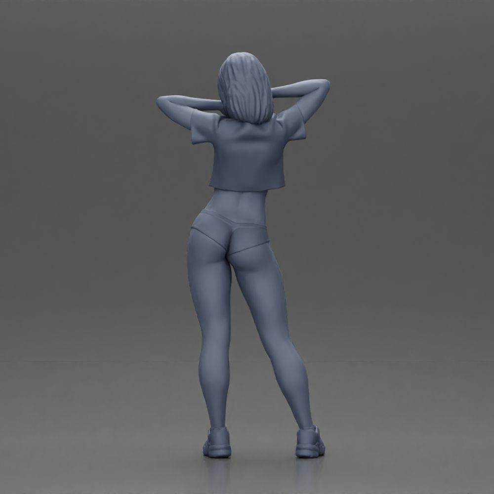 Diorama model building product photo 9: Diorama miniature: Female figure in bikini, short shirt & headband, posing (Ref No. A97)