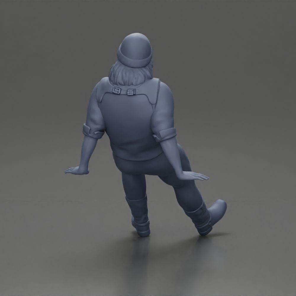 Diorama model building product photo 9: Sitting miniature figure, man in historical clothing with cap and suspenders (Ref No. A84)