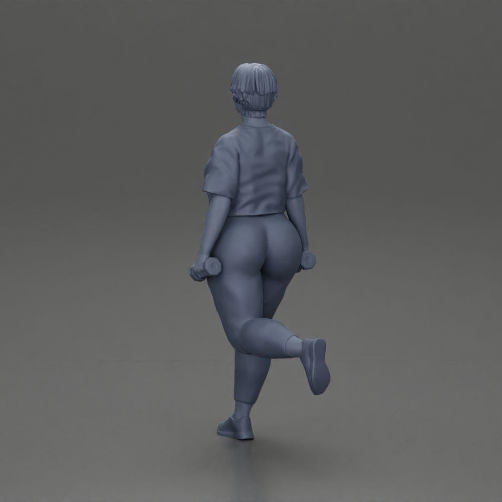 Diorama model building product photo 9: diorama figure: strong woman in fitness outfit, one-legged exercise with dumbbells (Ref No. A105)