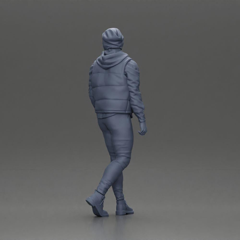 Diorama model building product photo 9: Diorama figure: Bearded man in winter clothing, walking - Diorama miniature (Ref No. A129)