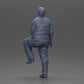 Diorama model building product photo 9: miniature figure: stout Asian man, looking up, in shirt, foot on step (Ref No. A101)