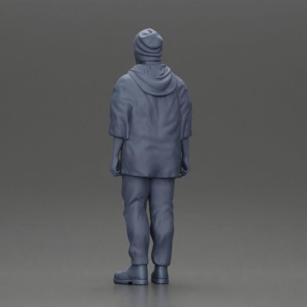 Diorama model building product photo 9: Standing figure: Man with cap & hoodie (Ref No. A100)