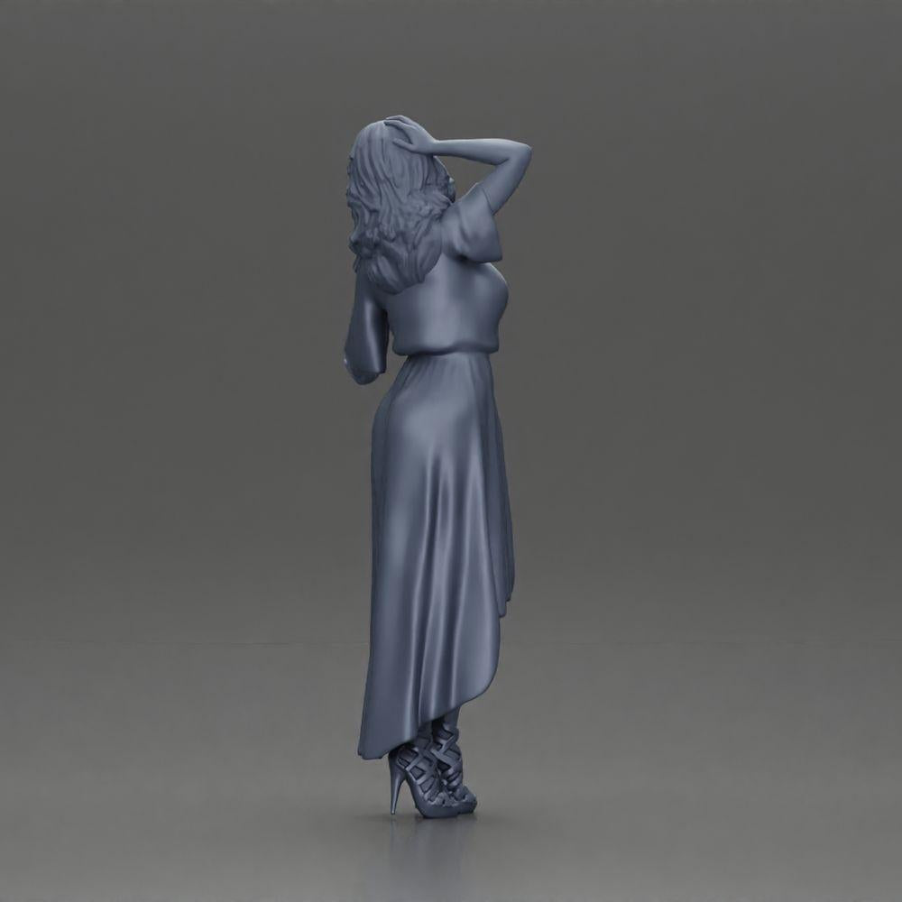 Diorama model building product photo 9: miniature figure: woman in a long wedding dress with high heels, posing elegantly (Ref No. A109)