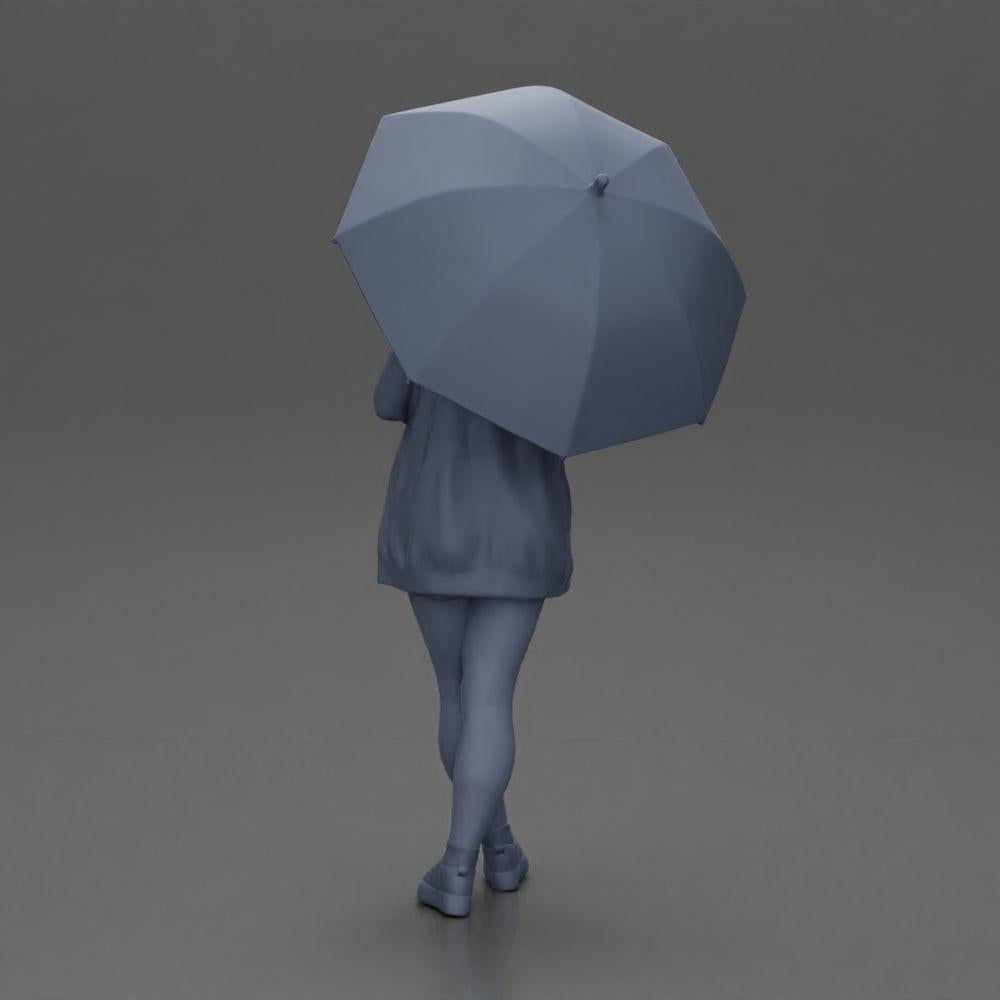 Diorama model building product photo 9: Female diorama figure in an open cardigan and shorts with an umbrella (Ref No. A92)