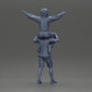 Diorama model building product photo 9: miniature figure: man in shorts carrying girlfriend on shoulders, posing couple (Ref No. A76)