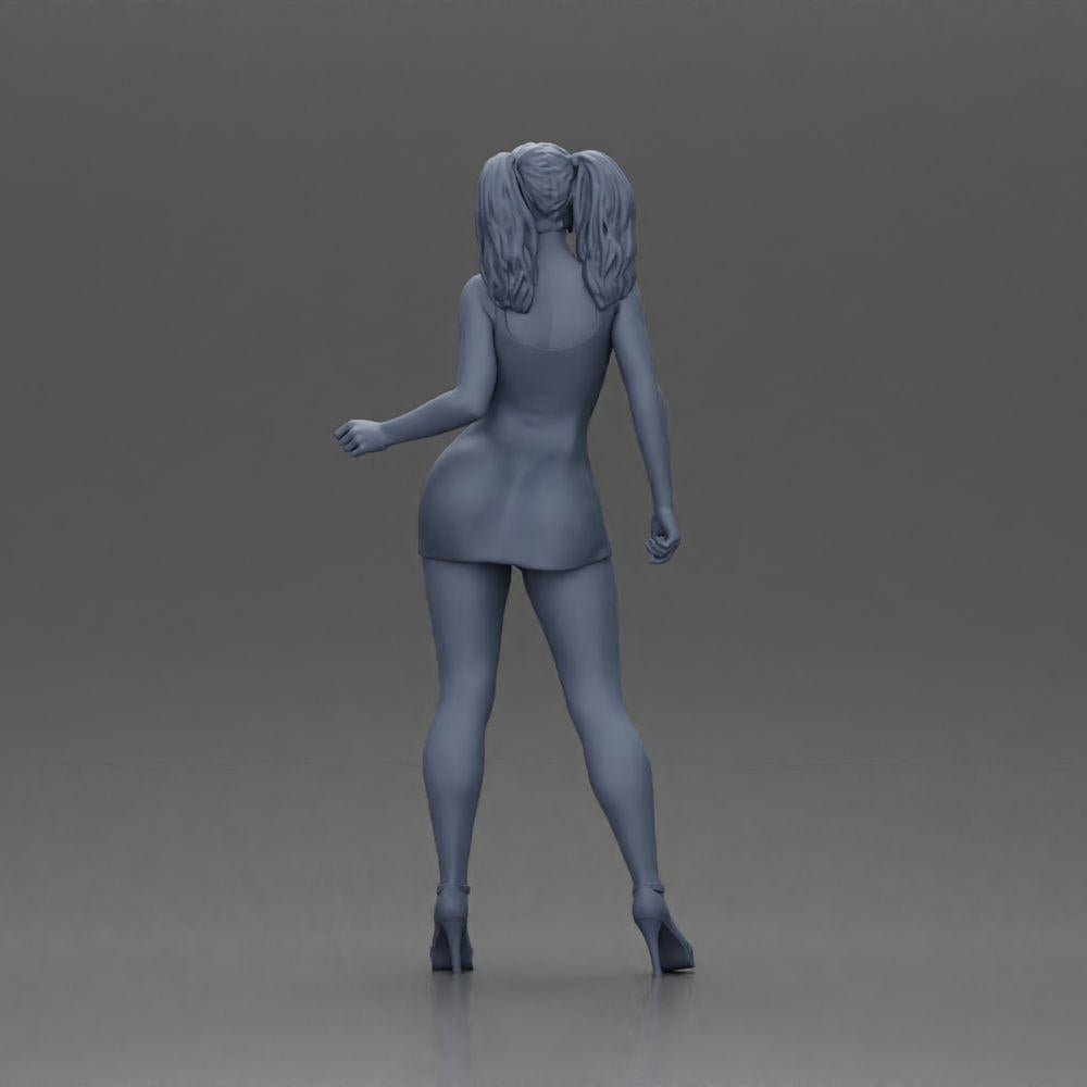 Diorama model building product photo 9: Diorama figure: Female miniature figure standing in a short dress with braids and sandals (Ref No. A123)