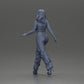 Diorama model building product photo 9: Diorama figure: Miniature figure woman in walking pose, green-red, crop top, wide pants, pumps (Ref No. A141)